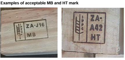 ISPM15 marks on a pallet